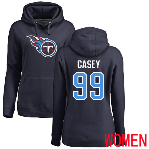 Tennessee Titans Navy Blue Women Jurrell Casey Name and Number Logo NFL Football #99 Pullover Hoodie Sweatshirts